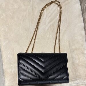 NWOT! Black Quilted Crossbody Bag with Gold Chain Strap